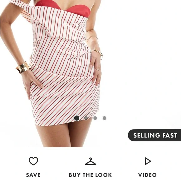 ASOS Design bandeau exposed bra mini dress in red and white stripe - Picture 2 of 5